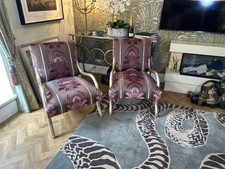 pair of champagne Giltwood Framed Rockerfella Chair Jean Michael Frank Rrp £5200