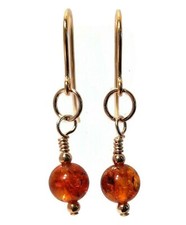 9ct gold amber - gold, earrings