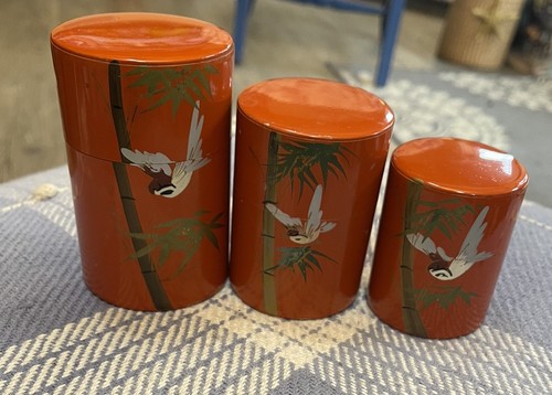 Vintage lidded small tea - small, tins