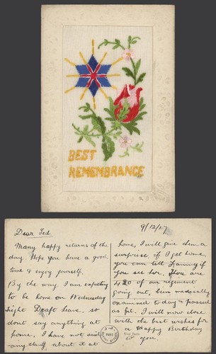 Ww1 silk embroidered - silk, french