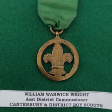 Boys Scouts Medal of Merit Wm Warwick Wright A/Dist Commissioner, Kent  5-4-39