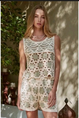 Sage crochet short set size - sage,