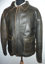OLD BROWN Leather Jacket Since 1891 Coat Men's Indiana Jones A2 Bomber style 46