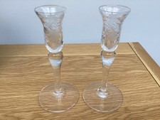 Beautiful Pair Vintage Royal Brierley Crystal Fuchsia Cascade Candle Holders