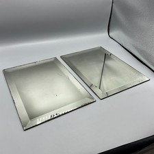 Pair Antique Bevelled Mirrors Unframed Frameless Old Foxed Mirror Plates 30s Vtg