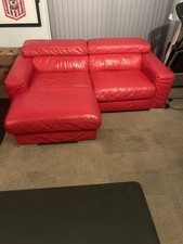 RED leather sofa left hand