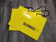 Selfridges Shopping Paper Carrier Gift Bag Tote Yellow
