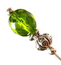 3" Silver Hat Pin Glass Bead