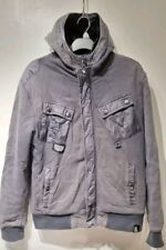 Vintage Men's Nickelson Hooded Jacket  Grey Large Faux Fur Lined Worn Look Warm