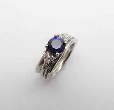 1.85 Ct Real Sapphire & Lab Created Diamond Engagement Ring 925 Sterling Silver