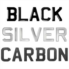 3D Black Silver Carbon Gel Number Plate Domed resin digits characters letters UK