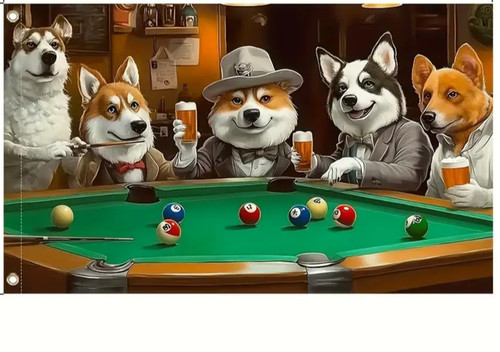 Dogs playing pool - dogs, snooker