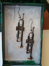 Silver Plate Trumpet Earrings Future Primigive USA Vintage