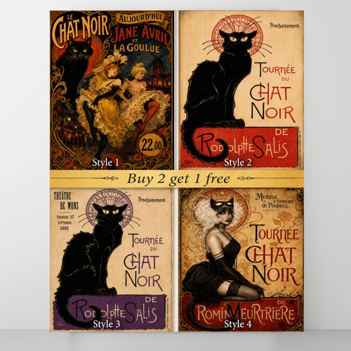 Vintage chat noir - le, style