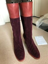 Women Red Boots French Designer Luc Berjen Suede Leather Agnes UK 6 EU 39. Boxed