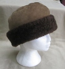 Vintage Britiah Russian style Ushanka brown real sheepskin hat size M