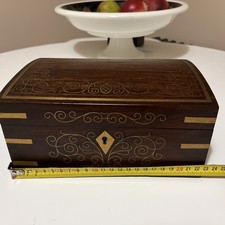 Indian handmade Vintage Rosewood  medium jewellery box with brass inlay