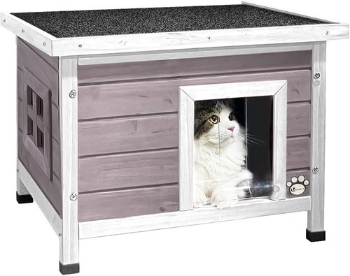 Outdoor wooden cat house - house, –