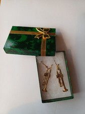 Gold Plate Trumpet Earrings Future Primitive Vintage USA