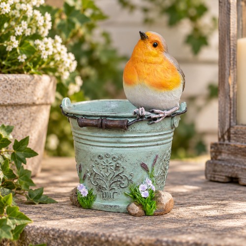 Singing robin bucket - robin, on
