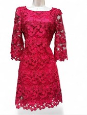 Red Floral Lace Slip-On Dress