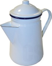 Falcon Enamel 21cm 1.5ltr Coffee Pot Camping White With Blue Trim 62013WH