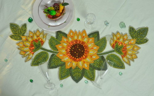 Sunflower table runner beaded - sunflower,