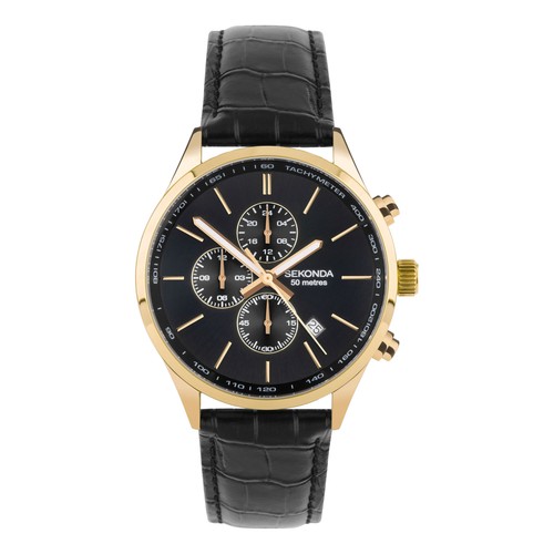 Sekonda gents black leather - gents,