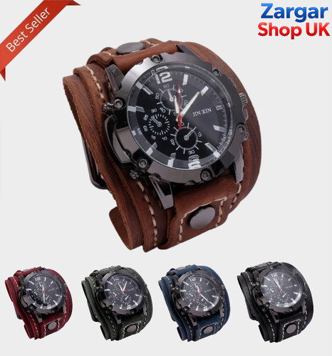 New wide leather watch cuff - leather,