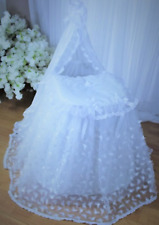 Gorgeous Handcrafted Baby Moses Basket covers with stand Romany style- READY NOW