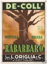 OLD LABEL LABEL MIX BITTER AND RHUBARB DE COLL' ORIGLIA TORINO RIVOLI