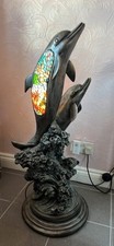 Tiffany style dolphin floor standing lamp very heavy 42” high