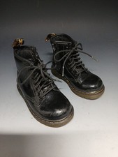 Cute Infant Childs Black Patent  Leather Dr Martens Boots  Size UK 6 EU 23