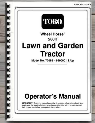 Toro wheel horse 268h lawn - horse,
