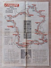 Vintage Original 1947 L'Equipe Official Tour De France Route Map Carte du Tour.