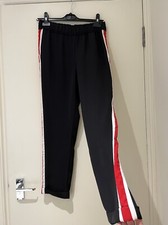 Women’s Zara Black & Red Cigarette Trousers, Size XS