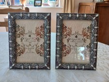 Pair of Sheffield Home Ornate Enamel 4 x 6 photo frames Jewel Collection