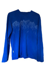 Icebreaker Merino Shirt Mens Medium Blue Camping Hiking Comfort graphic mountain