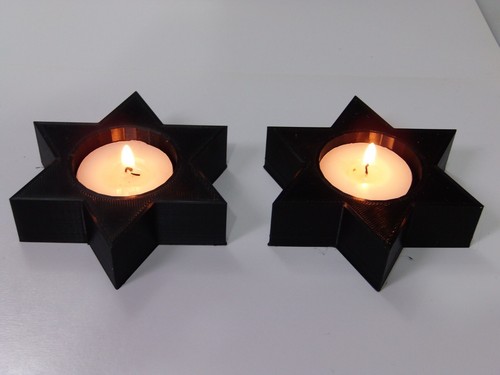 Black star shape tea light - black,