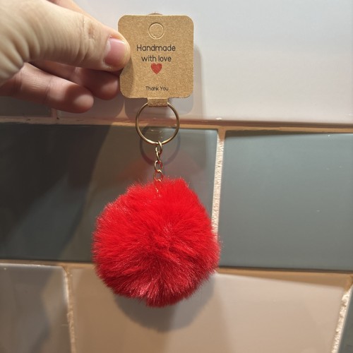 Red fluffy plush pom - plush,