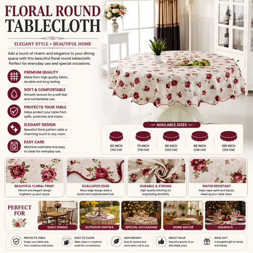 Round pvc vinyl tablecloth - round,