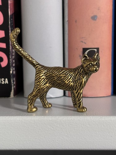 Small brass cat new - cat,