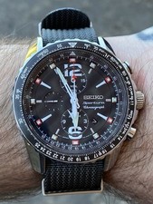 SEIKO 'SPORTURA' 7T62 QUARTZ PILOT / AVIATOR STYLE CHRONOGRAPH WATCH