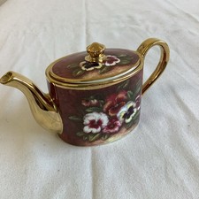 Ayshford Fine Bone China Summer Pansy Floral Decorative Tea Pot Trinket Box