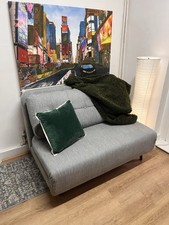Folding Grey Two Seater Sofa Bed With Built In Cushion