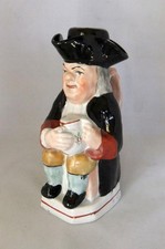 C.19th Staffordshire Pottery Toby Jug : nice example with hat cup, 23 cm high