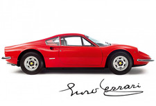 Ferrari Dino A4 poster with reproduction autograph Enzo Ferrari choice of frame
