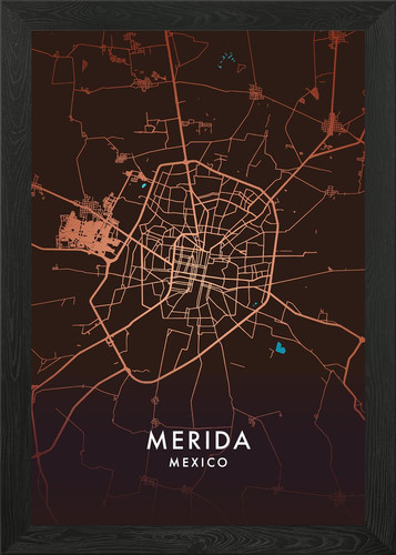 Merida city map framed - map, wall