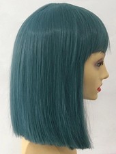 ALICE GARDEN DELUXE TEAL BLUE GREEN STRAIGHT BOB WIG WITH FRINGE - BLUNT CUT