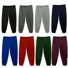 JOGGING BOTTOMS - Kids Warm Fleece Plain Joggers Bottom Pant Unisex 2 - 14 Years